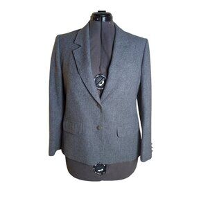 Vintage Pendleton Virgin Wool Blazer Gray Size 14 Petite